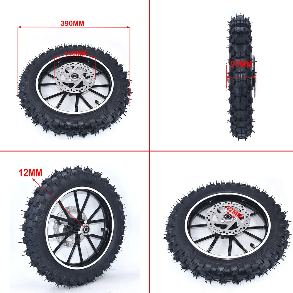 2.50-10" Front Or Rear Wheel 10 inch Tire Aluminum Rims With Brake and Sprocket For Chinese Gas Electric Mini Dirt Pit Bike thumbnail 3