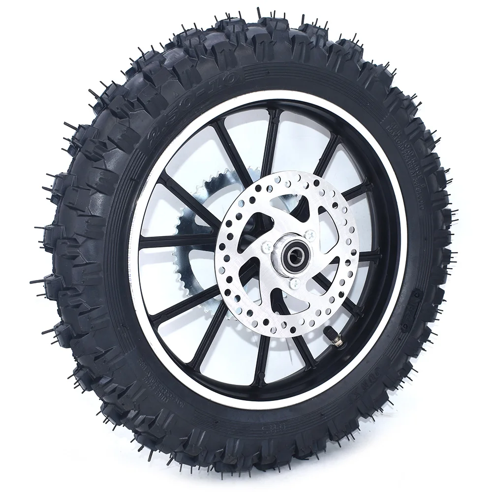 2.50-10" Front Or Rear Wheel 10 inch Tire Aluminum Rims With Brake and Sprocket For Chinese Gas Electric Mini Dirt Pit Bike thumbnail 5