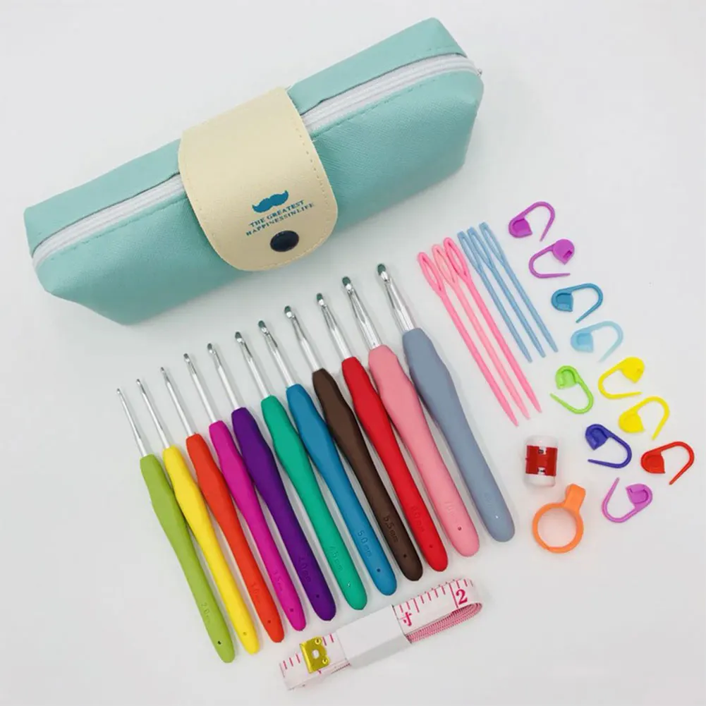 Crochet Hooks Kits Yarn Knitting Needles with Case Colorful Crochet Hooks Kit Ergonomic Handle Crochet Knitting Needles thumbnail 2