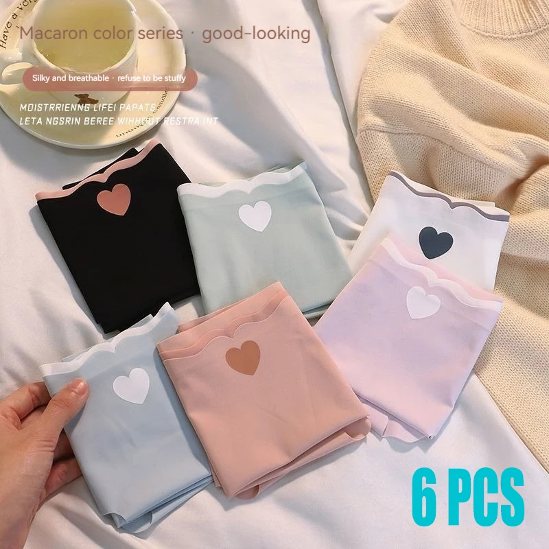 6PCS Girls' Ice Silk Japanese-style Pure Cotton Underwear Seamless Mid-rise Breathable Sports Quick-dry Ladies‘ Triangle Pants thumbnail 3