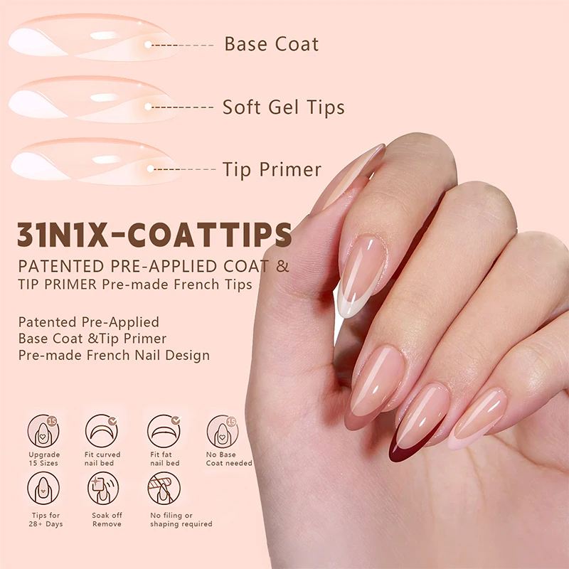 150Pcs/Box Acrylic Press on Nails Full Cover Fake False Tips Soft Gel Extension T-shaped Oval Capsule Almond Sculpted Salon DIY thumbnail 3