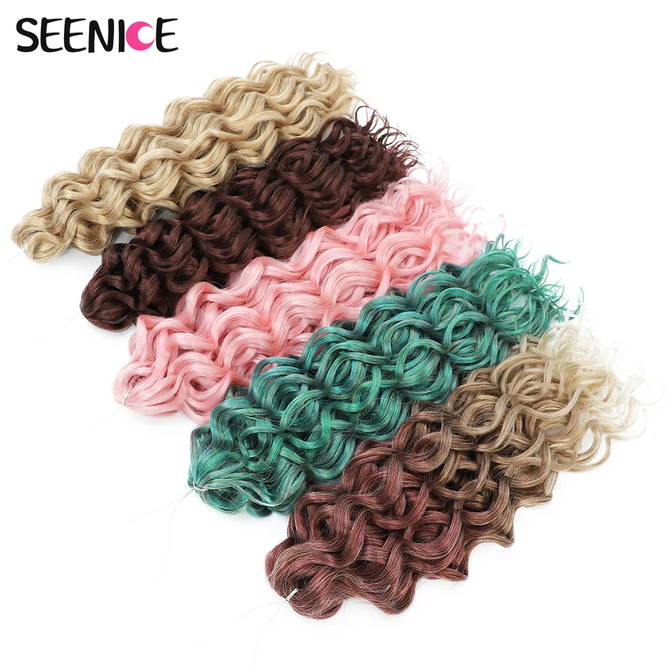 18 24“Synthetic Deep Wavy Twist Crochet Hair Afro Curls Water Wave Crochet Braids Ombre Brown Braiding Hair Extensions For Women