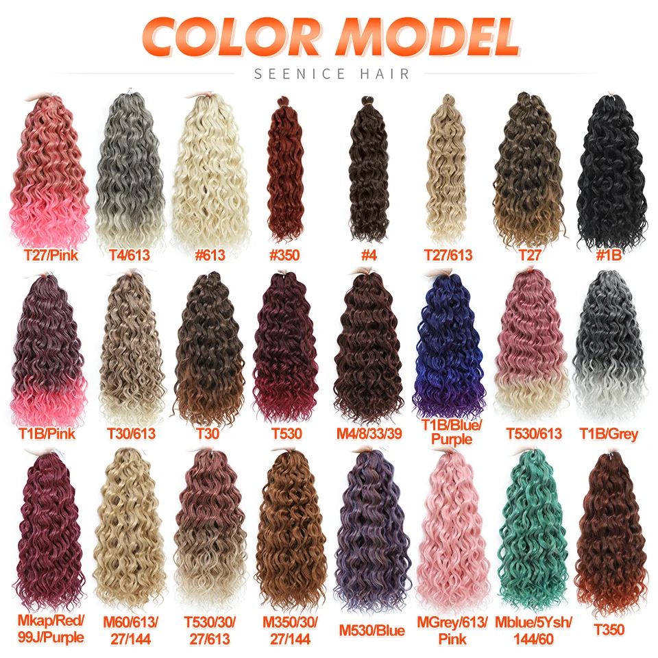 18 24“Synthetic Deep Wavy Twist Crochet Hair Afro Curls Water Wave Crochet Braids Ombre Brown Braiding Hair Extensions For Women thumbnail 2