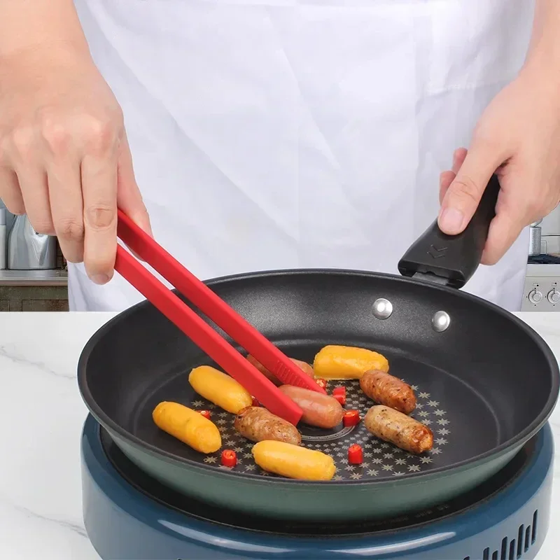 Salad Food Tongs Anti-slip Silicone Kitchen Utensils Barbecue Clip Three Prong Pliers Cookware Bbq Tool Chef Tools Gadgets Bar thumbnail 2