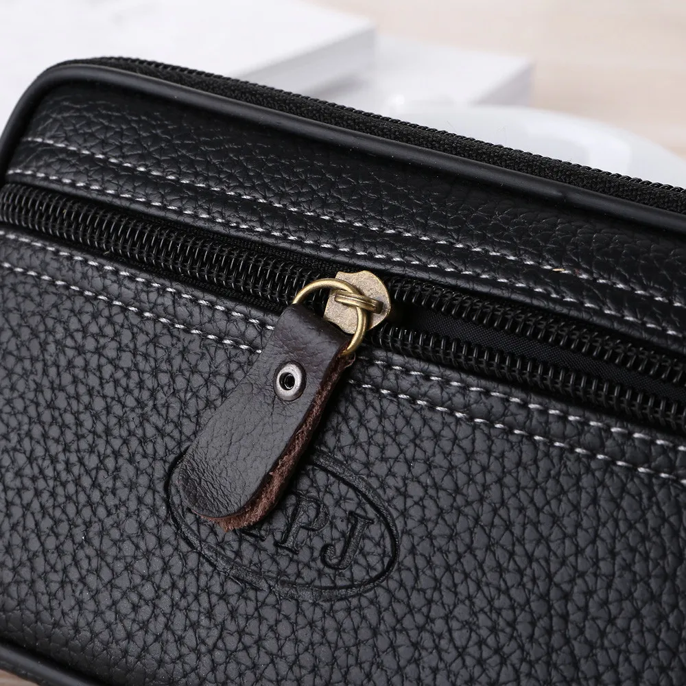 Men Multi-Function Mini Clutches Pu Leather Double Layer Zipper Phone Card Bag Classic Casual All-Match Daily Regular Clutches thumbnail 3