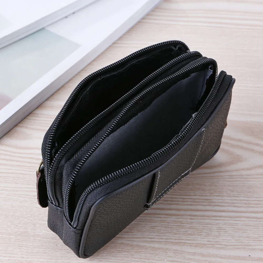 Men Multi-Function Mini Clutches Pu Leather Double Layer Zipper Phone Card Bag Classic Casual All-Match Daily Regular Clutches thumbnail 5