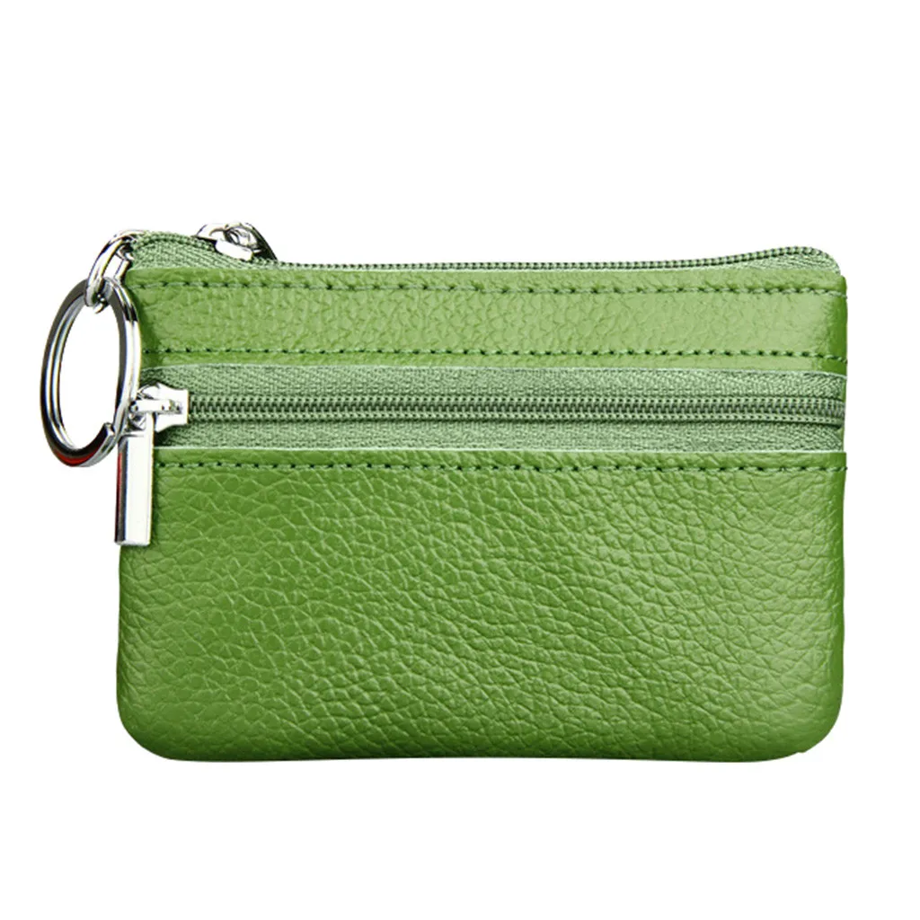 Women'S Small Change Money Bags Pocket Wallets With Key Ring Portable Functional Pouch Zipper Card Wallet Pu Coin Purses thumbnail 2