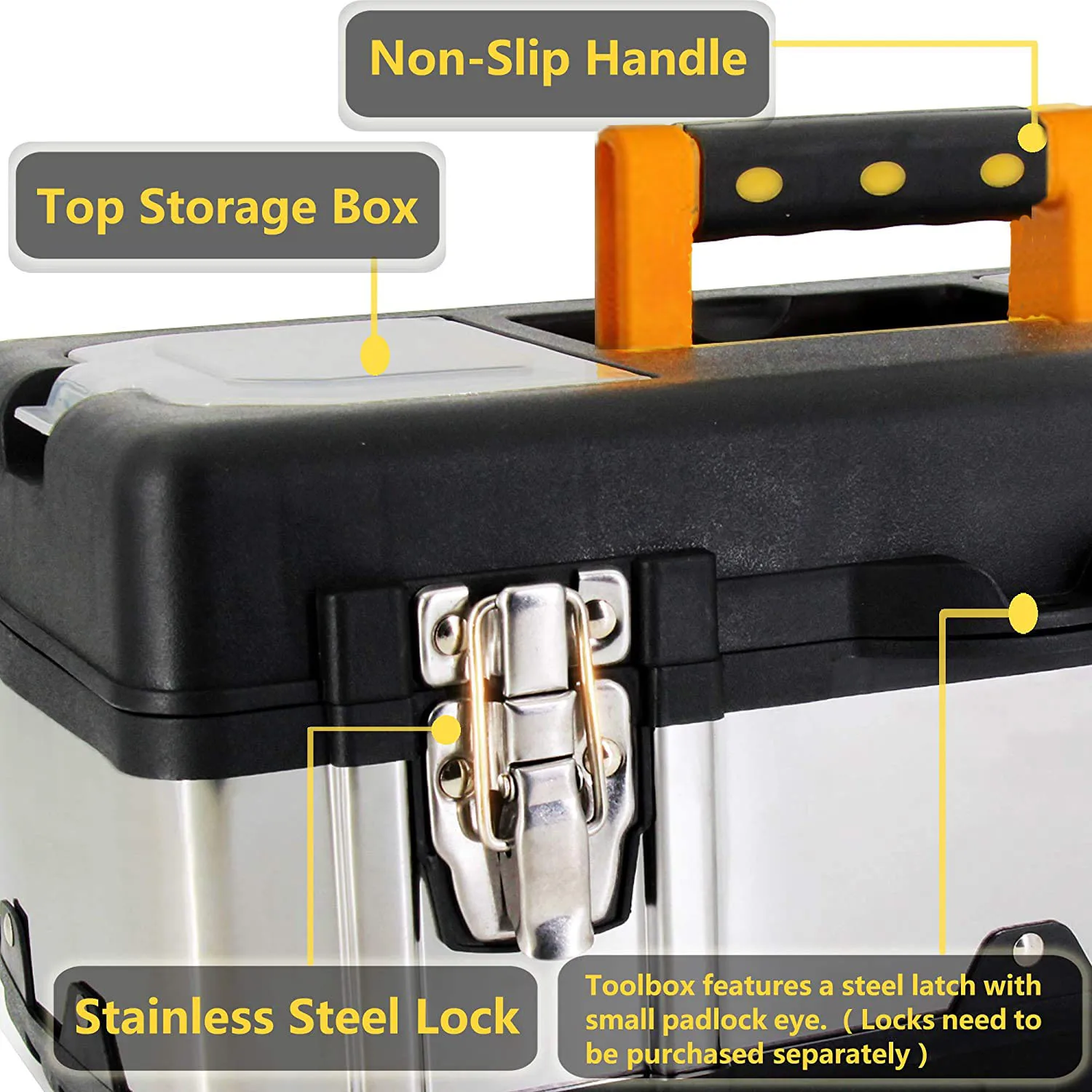 14/17/20 inch Tool box Stainless Steel Toolbox Suitcase Empty Large Tool Case Hardware Tool Storage Box Metal Portable Tool Box thumbnail 4