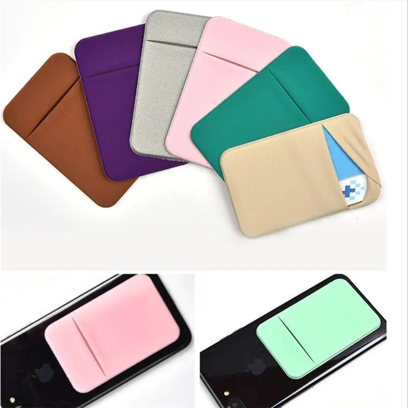 Hot Sale Elastic Cell Phone Wallet Case Mobile Phone Credit ID Card Holder Pocket Fashion Self-Adhesive Sticker Card Bag thumbnail 6