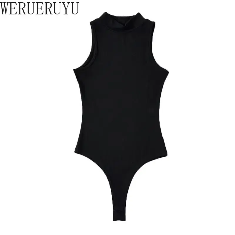 Sleeveless Y2k Bodysuit Women Sexy Tops Youthful Summer Clothes White Body Knitted Turtleneck Tank Top Jumpsuits for Women 2024 thumbnail 5