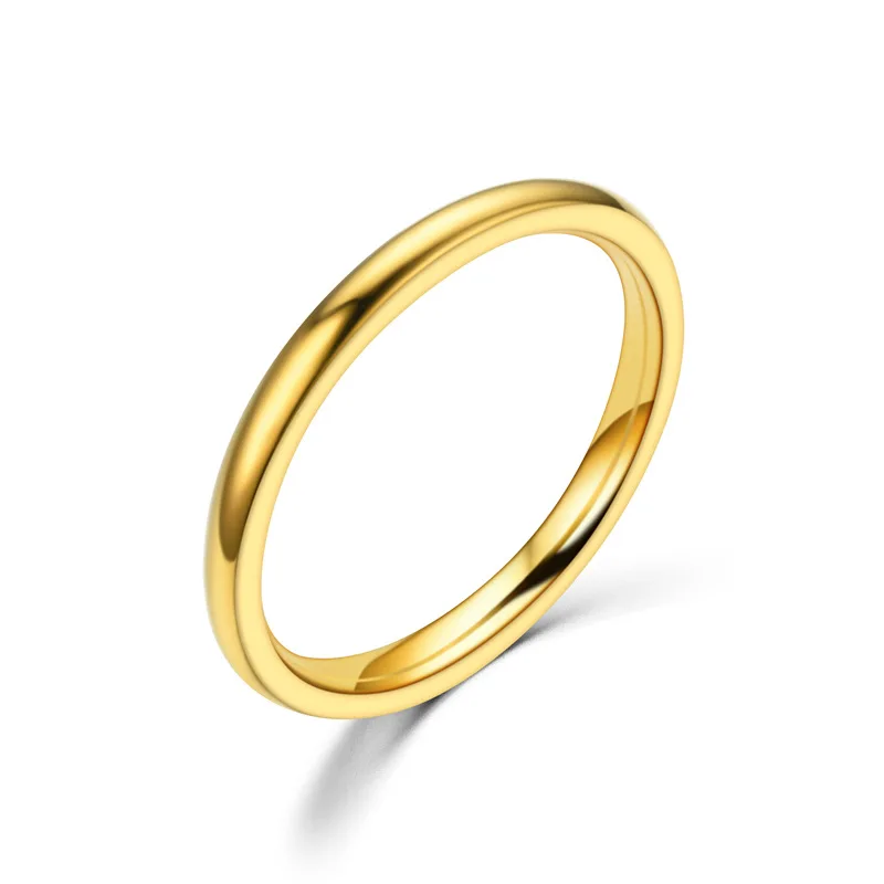 2mm Thin Stainless Steel Rings Rose Gold Fashion Simple Titanium Steel Rings for Women Girl Gifts thumbnail 2