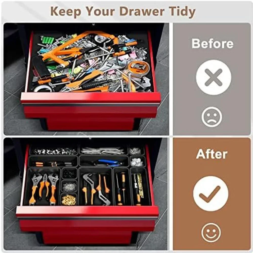 32PCS Desk Drawer Organizers 3 Size Plastic Interlocking Shallow Tool Organizer Tray Dividers Separators Storage Bins Container thumbnail 3
