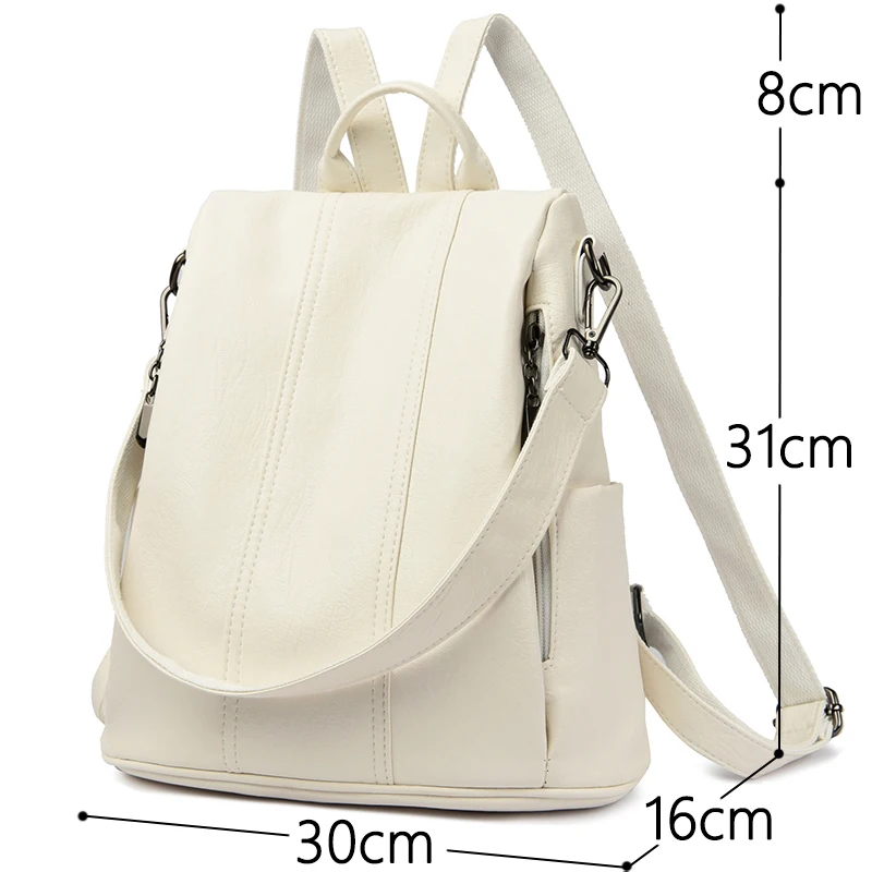 NEW Anti theft Backpack Purses High Quality Soft Leather Female Vintage Bag School Bags Travel Bagpack Ladies Bookbag Rucksack thumbnail 3