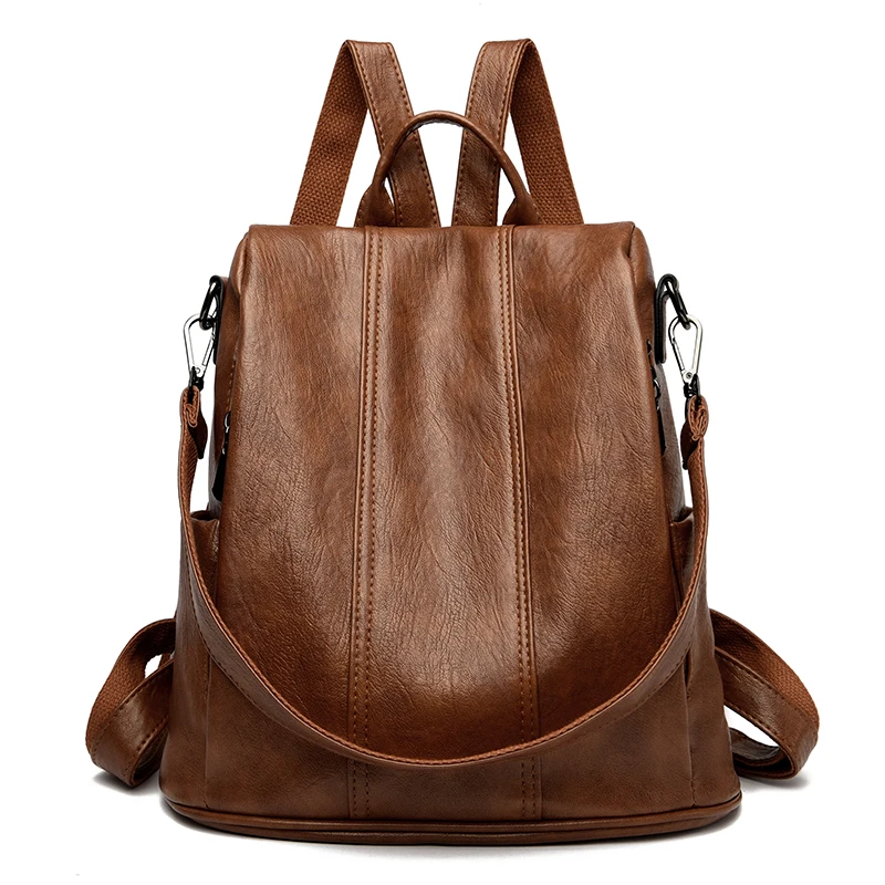 NEW Anti theft Backpack Purses High Quality Soft Leather Female Vintage Bag School Bags Travel Bagpack Ladies Bookbag Rucksack thumbnail 2