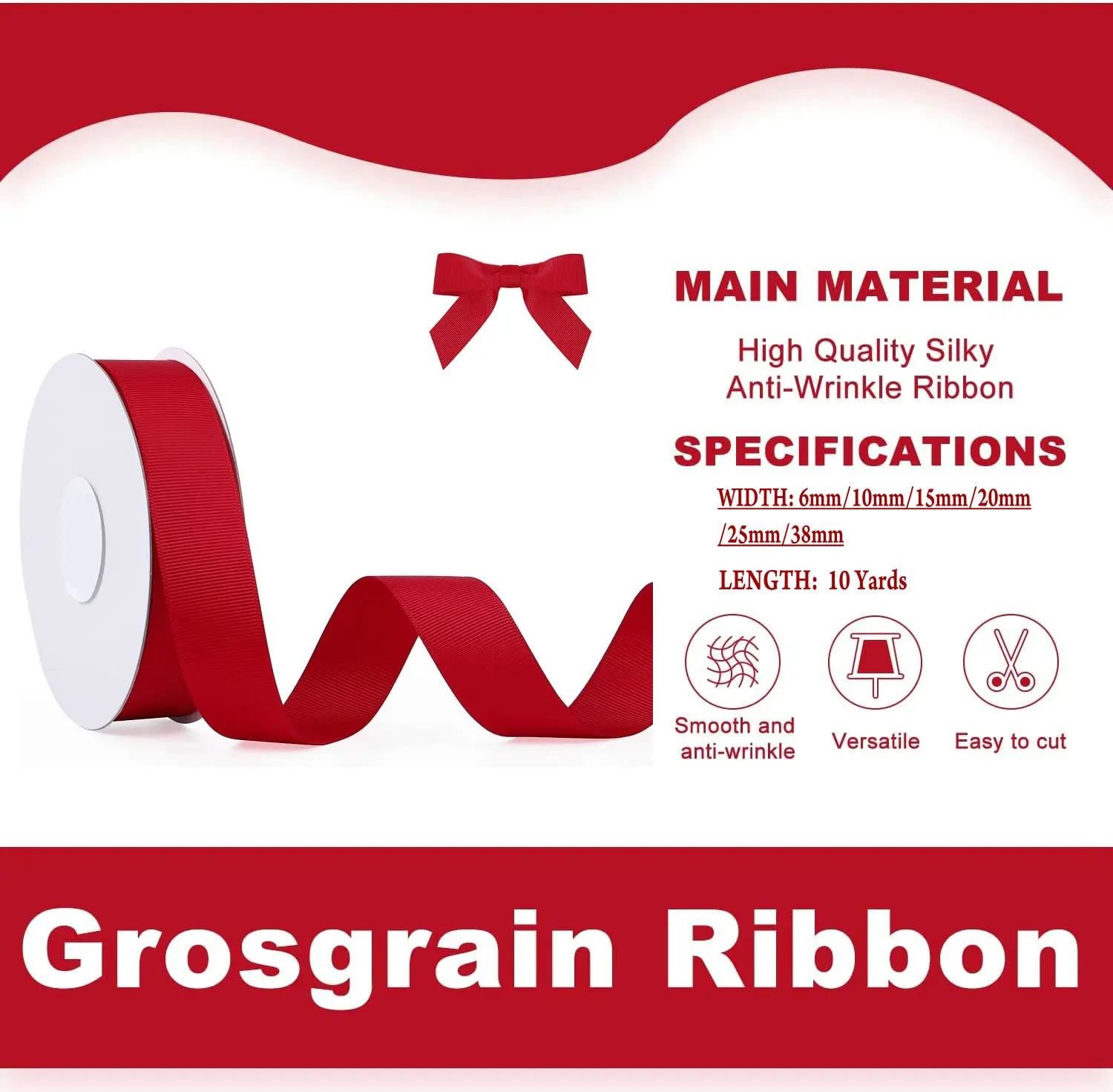 10 Meters Grosgrain Polyester Ribbon for DIY Crafts Gift Wrapping Wedding Christmas Decorations Sewing Supplies Bow Accessories thumbnail 3