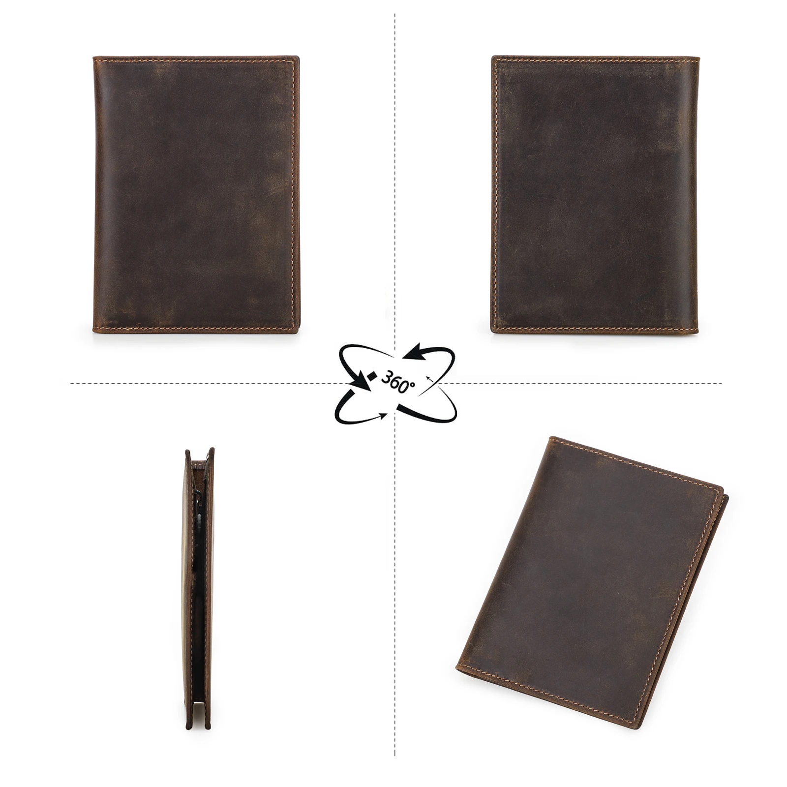 Genuine Cow Leather Passport Holder Travel Wallet with Airtag Case Anti-lost Pocket Pen Card Holder RFID Blocking Passport Cover thumbnail 5