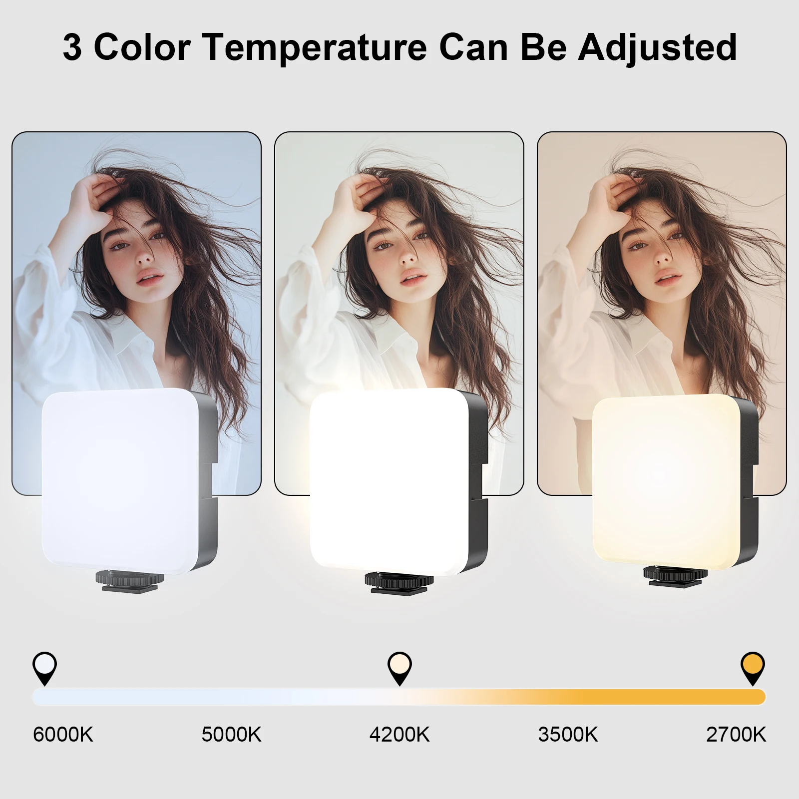 WEYLLAN Led Light for Camera and Tripod Mini Portable Light Selfie Rechargeable Video Lighting Cold Shoe Adjusted 3 Light Modes thumbnail 2