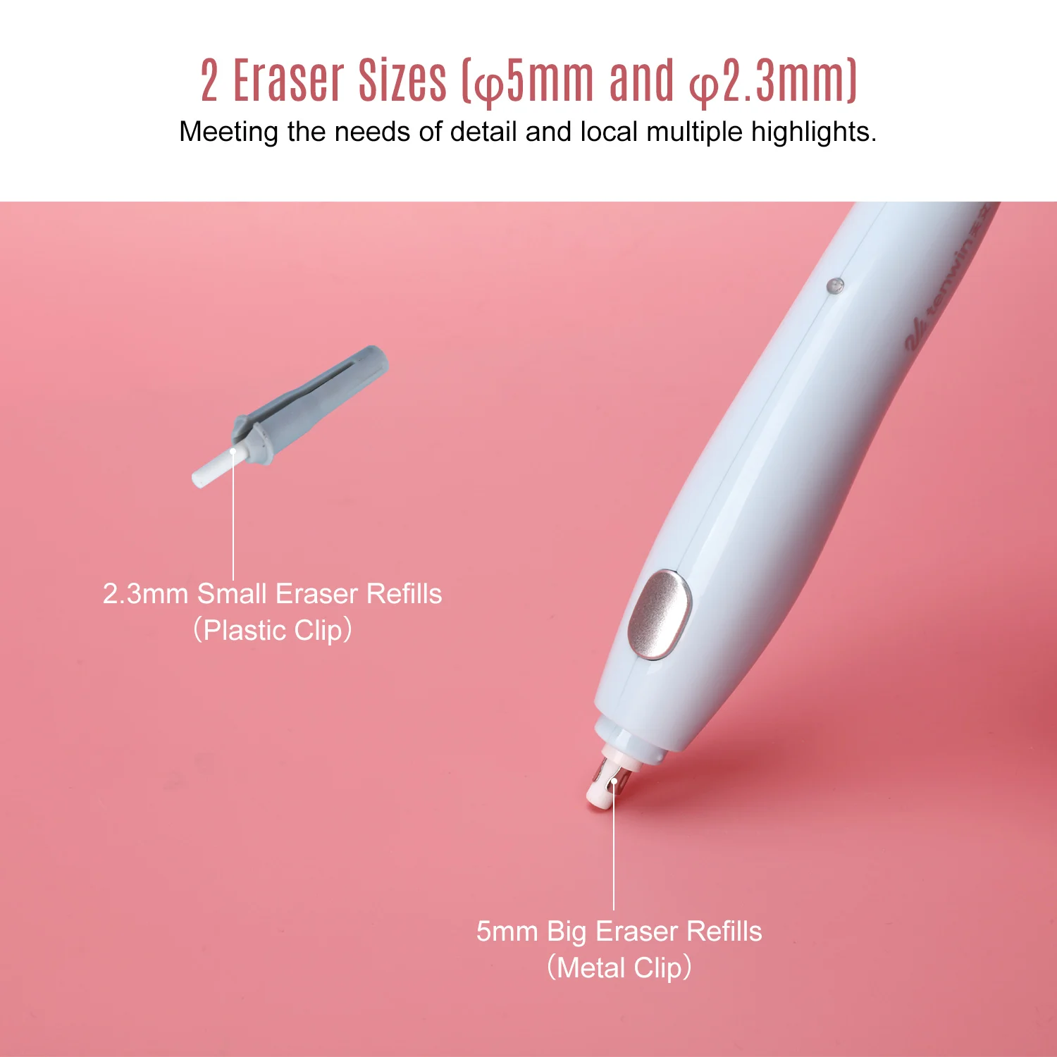 tenwin Electric Eraser Kit with 16 Eraser Refills Rechargeable Pencil Eraser One-button Control Gift Stationery Supplies thumbnail 2