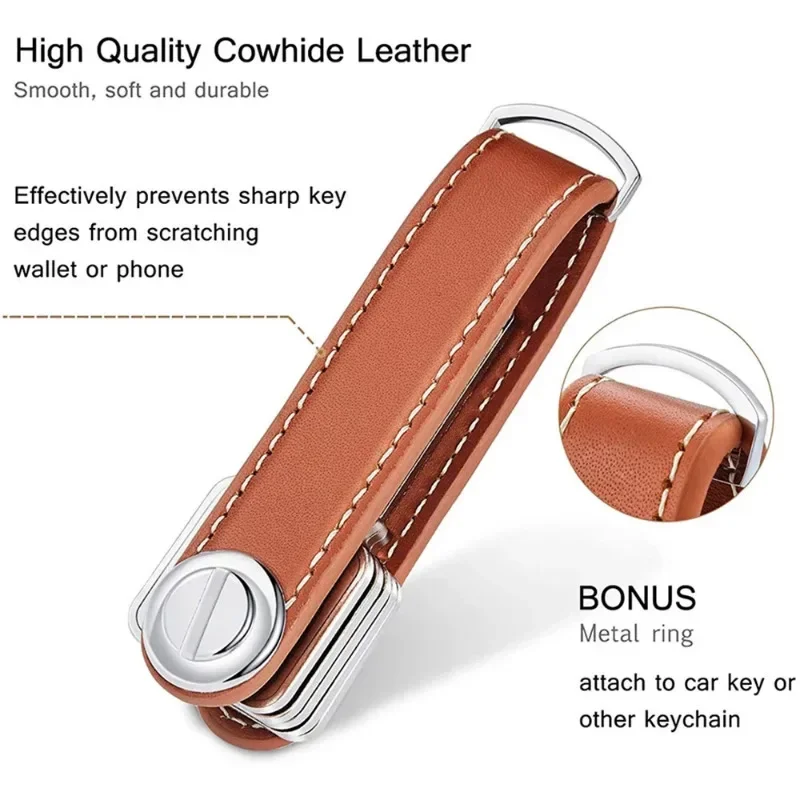 Car Key Pouch Bag Case Wallet Holder Chain Key Wallet Ring Collector Housekeeper Pocket Key Organizer Smart Leather Keychain thumbnail 5