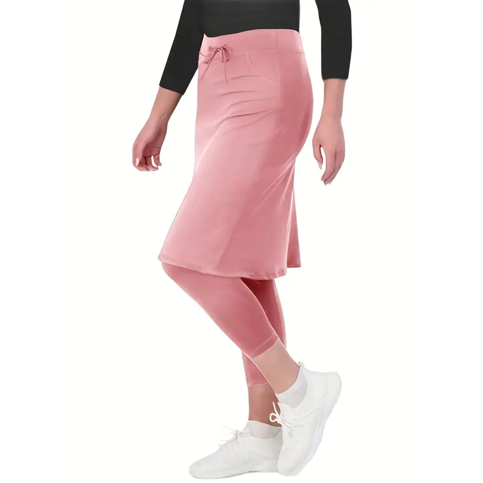 Tennis Skorts Nude High Stretch Colour Blocking Golf Yoga Skirt Pants High Waisted Quick Dry Sports Leggings Yoga Fitness Pants thumbnail 4