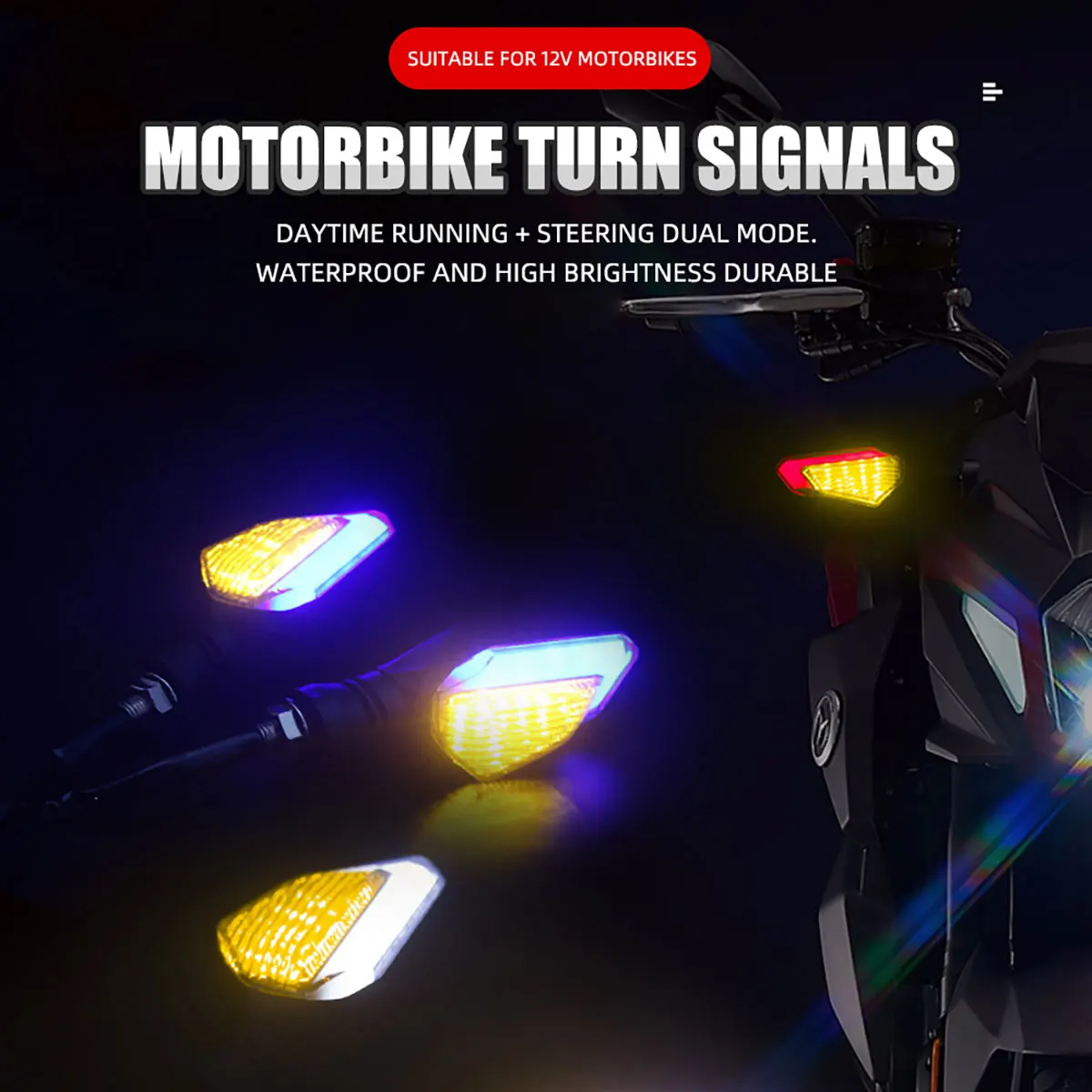 Universal Motorcycle Turn Signals Amber Blinkers Indicators Super Bright Motorbike Lamp Flashers Signal Tail Light Scooter Acces thumbnail 2