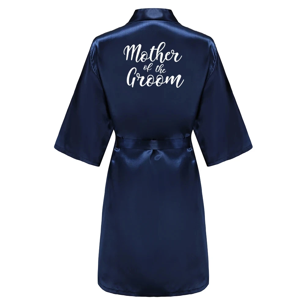Satin Silk Robes Plus Size Wedding Bathrobe Bride Bridesmaid Mother Maid of Honor Gown Women Clothing Sleepwear Navy Blue thumbnail 2