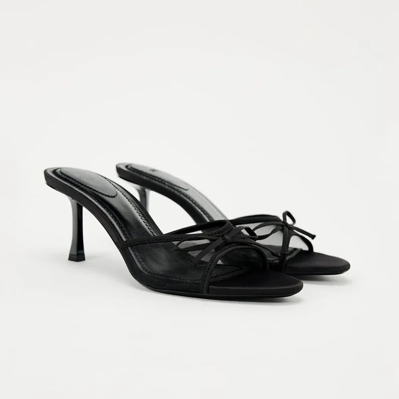 2024 Women Summer New Luxury Brand High Heel Sandals Versatile Simple Slim Heel Sandals Slippers thumbnail 4