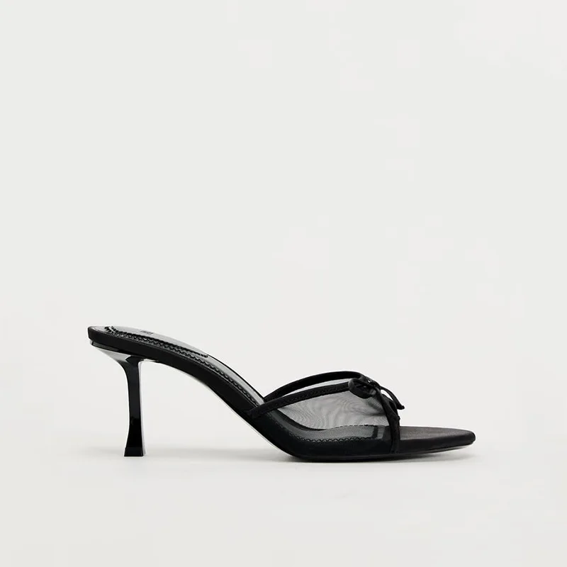 2024 Women Summer New Luxury Brand High Heel Sandals Versatile Simple Slim Heel Sandals Slippers thumbnail 2
