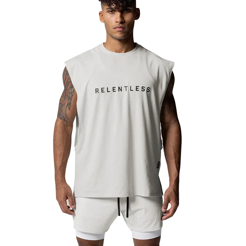 Men's Summer Cotton Casual Tank Top Gym Fitness Clothing Sleeveless Shirt Bodybuilding Running Singlet Undershirt Workout Vest thumbnail 4