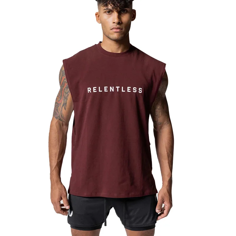 Men's Summer Cotton Casual Tank Top Gym Fitness Clothing Sleeveless Shirt Bodybuilding Running Singlet Undershirt Workout Vest thumbnail 2