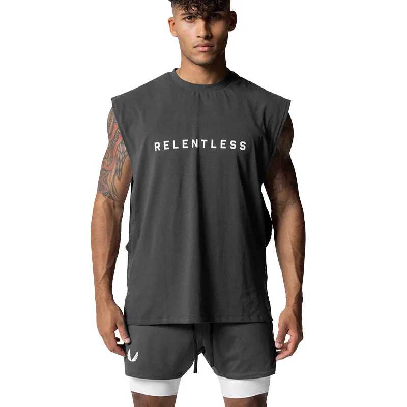 Men's Summer Cotton Casual Tank Top Gym Fitness Clothing Sleeveless Shirt Bodybuilding Running Singlet Undershirt Workout Vest thumbnail 5