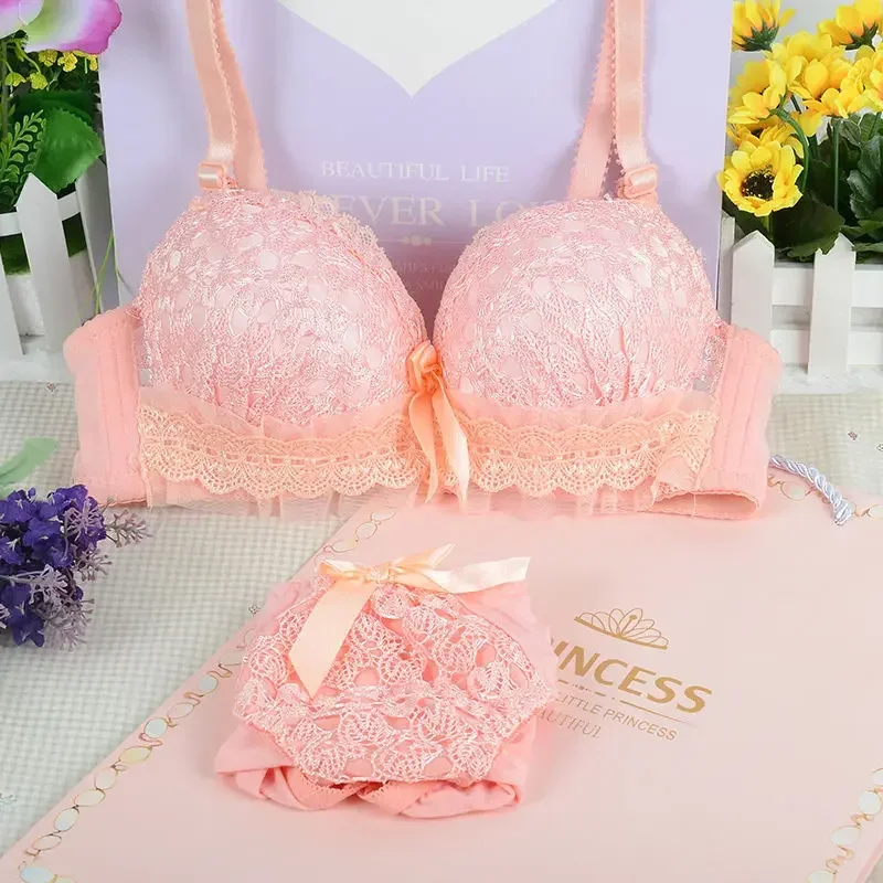 2PCS Women Bra Set Sexy Bralette Sexy Female Underwear Tank Top Underpants Fashion Brassiere Pink Lingerie Set Lady Crop Tops thumbnail 2