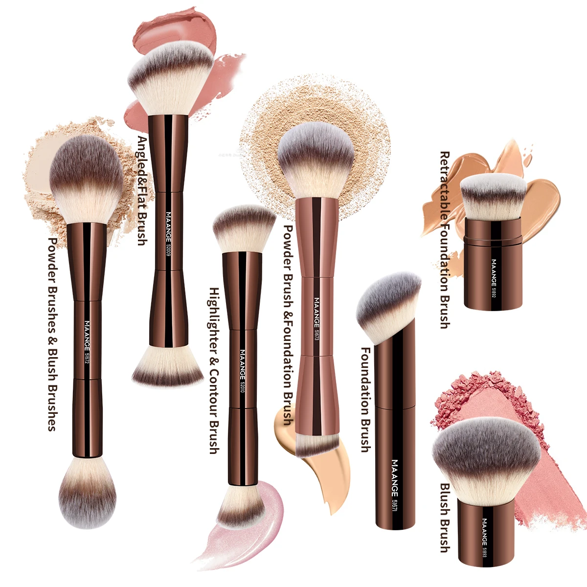 MAANGE Makeup Brushes Double Head Foundation Powder Concealer Blusher Bronzer Makeup Brush Soft Fiber Hair Cosmetic Beauty Tools thumbnail 3
