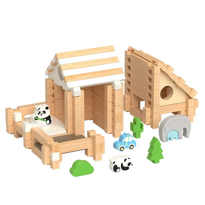Wooden Building Blocks Set Toddler Natural Wood Block Montessori Learning Toy Stacking Toys Building Blocks Gifts for Kids Age 3 thumbnail 6