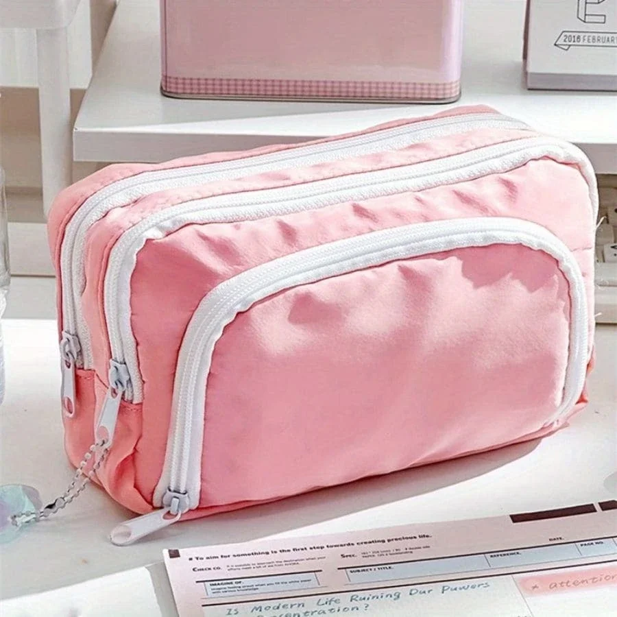 Kawaii Pencil Case 3 Layers Cute Pen Bag Large Capacity Korean Organizer Pouch for Student Back to School Supplies Stationery thumbnail 6