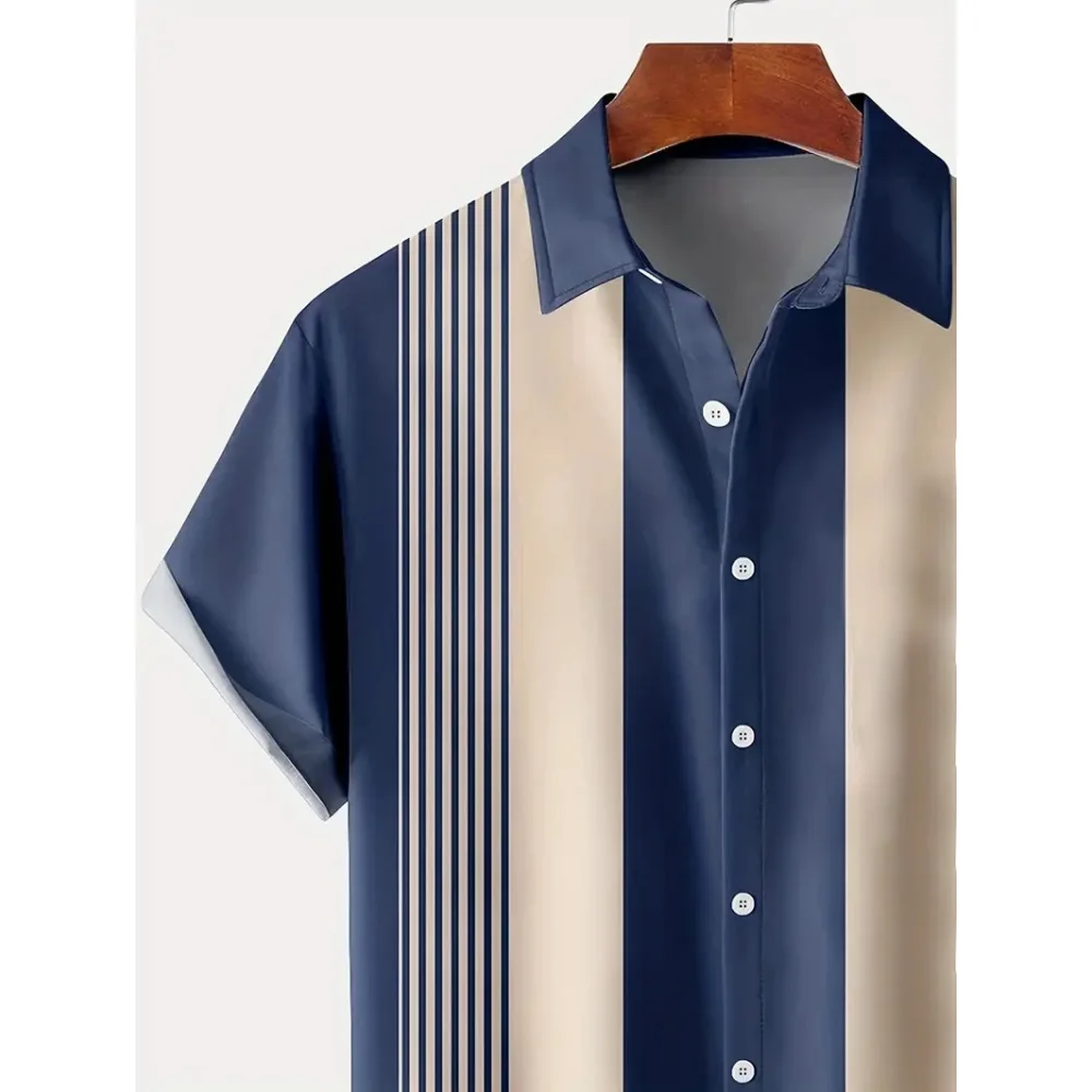 Men's Summer Shirt Vintage Patchwork Printed Button Lapel Short Sleeve Shirt Tropical Vacation T Shirt Fashion Soft Men Clothing thumbnail 3