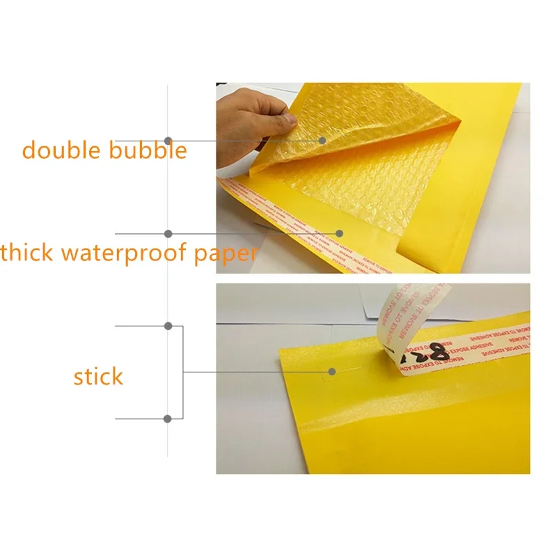 10/50pcs 18x23cm Meduim Thick Shipping Envelopes with Packaing Yellow Waterproof Paper Bubble Mailers Mailing Bags Packing thumbnail 4