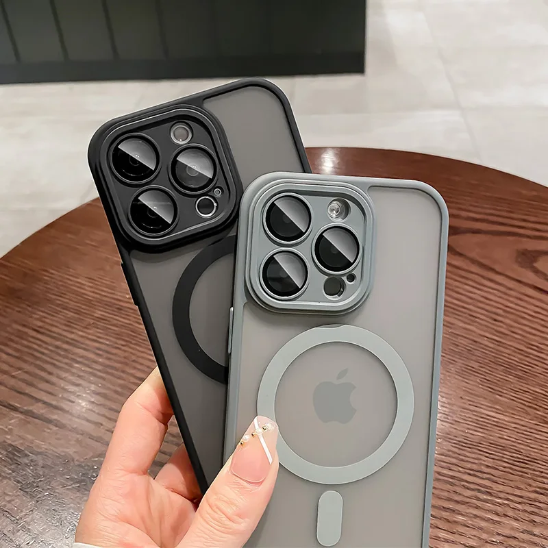For Magsafe Matte Armor Magnetic Wireless Charging Case For iPhone 11 12 13 14 15 Pro Max Plus Shockproof Lens Protection Cover thumbnail 5
