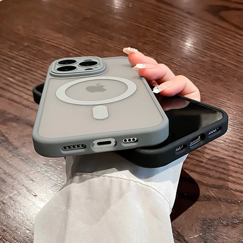 For Magsafe Matte Armor Magnetic Wireless Charging Case For iPhone 11 12 13 14 15 Pro Max Plus Shockproof Lens Protection Cover thumbnail 6
