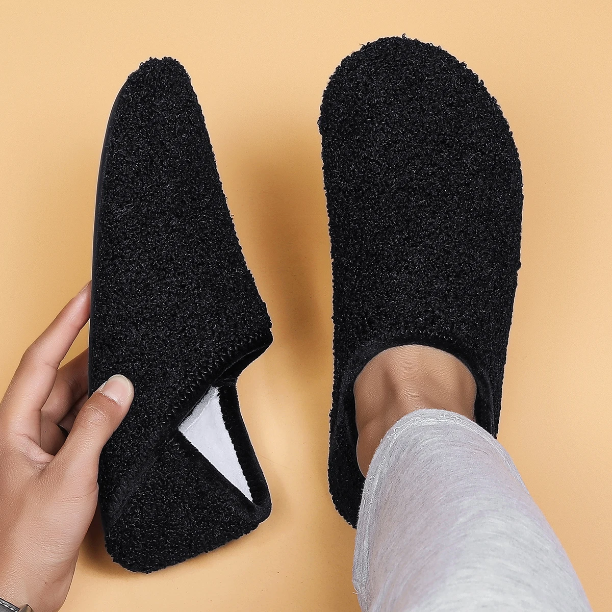 Indoor household shoes men's slippers soft-soled casual shoes non-slip lightweight fleece cotton shoes thumbnail 2