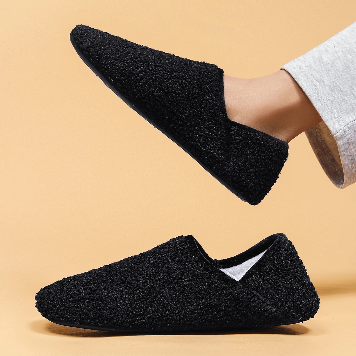 Indoor household shoes men's slippers soft-soled casual shoes non-slip lightweight fleece cotton shoes thumbnail 3