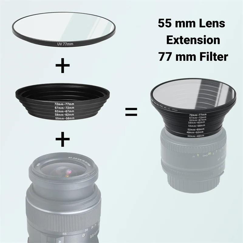 Filter Ring Adapter 9/18Pcs Camera Lens Filter Metal Adapter Ring Kit 37-82mm 82-37mm for Canon Nikon Sony DSLR Camera Lens thumbnail 3
