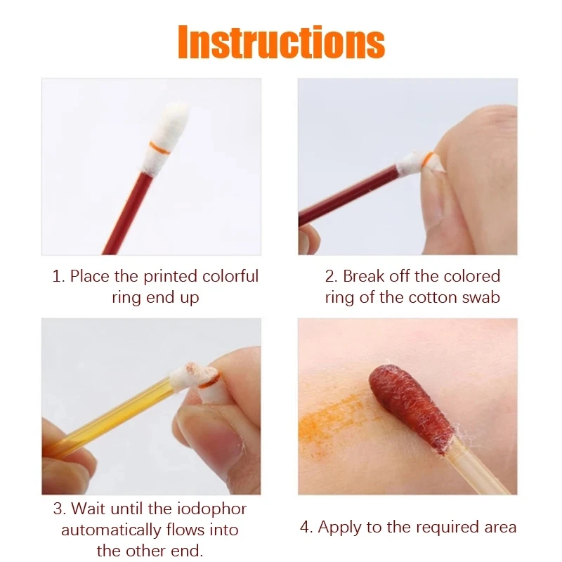 50-500PCS-/Lot Medical Alcohol Disposable Emergency Cotton Stick Iodine Disinfected Swab First Aid for Children Adults Baby thumbnail 2