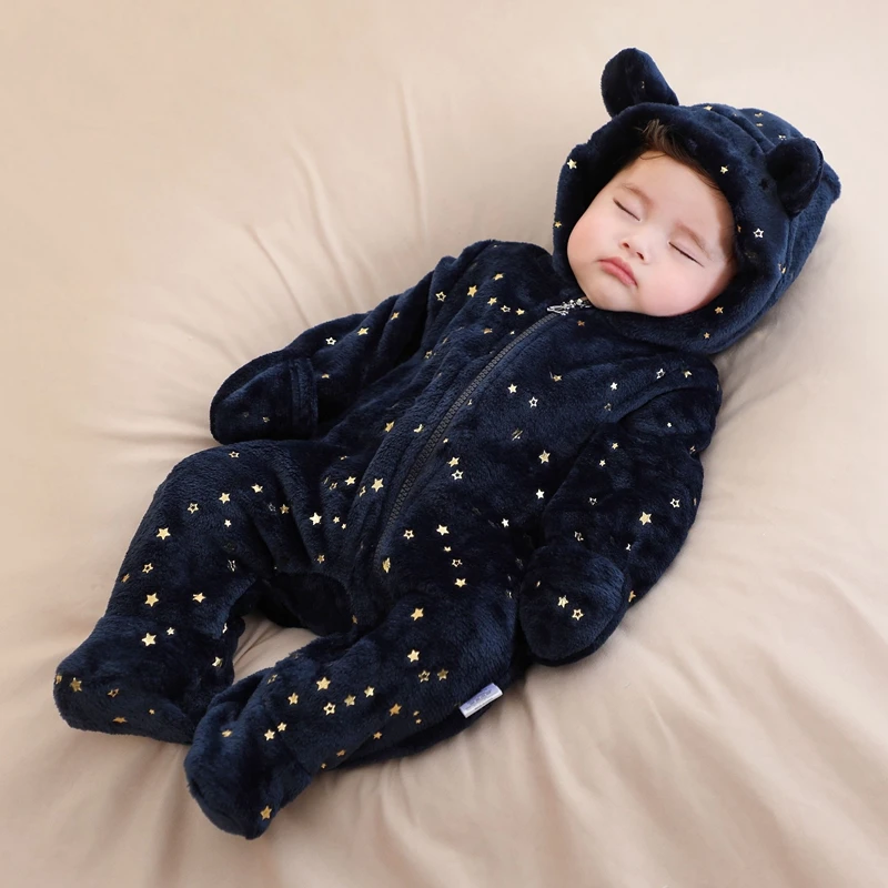 Soft Newborn Baby Clothes Flannel Autumn Winter Baby Boys Girls Jumpsuit Cartoon Newborn Bodysuit Warm Rompers for Babies 0-12M thumbnail 3