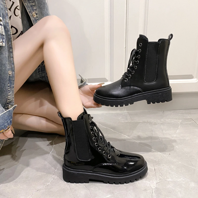 2024 Spring New Women's Shoes Comfortable Fashion Boots Women's Short Boots Mid-Heel Thick Heel Round Toe Chelsea Boots thumbnail 6
