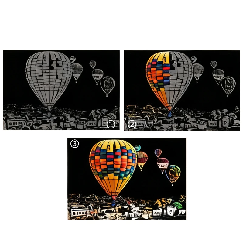 4PCS Scratch Art Paper World Landmarks Animals Painting Toy with Stylus Stress Relief Drawing Kids Adult Gift Glow in Dark Craft thumbnail 3