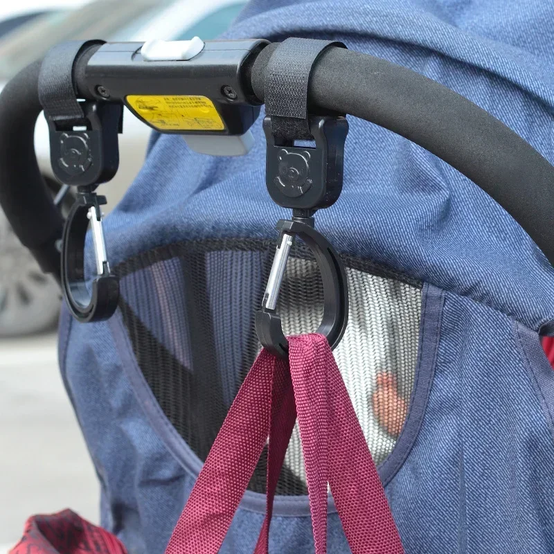 360 Degree Cart Organizer Storage Bag Baby Pram Hooks Rotate Hanging Bag Hanger Universal Outdoor Stroller Accessories thumbnail 3