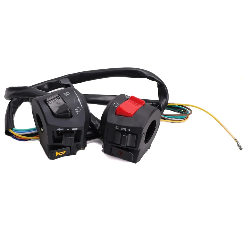 8inch Universal Motorcycle Handle Bar Switches With Choke Horn Turn Signal Headlight Electric Start Handlebar Controller Switch