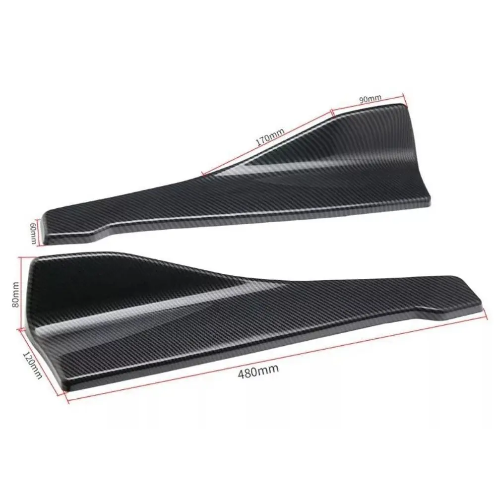 35/48cm Universal Fit Car Spoiler Lateral Bumper Rear Side Skirt Lip Rocker Wings Carbon Fiber Glossy Black Protection Trims thumbnail 5