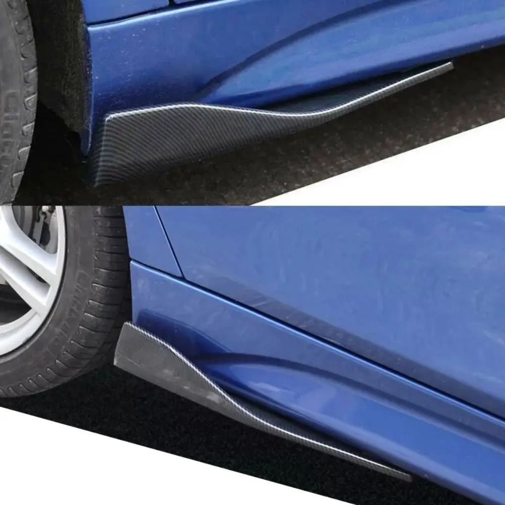 35/48cm Universal Fit Car Spoiler Lateral Bumper Rear Side Skirt Lip Rocker Wings Carbon Fiber Glossy Black Protection Trims thumbnail 3